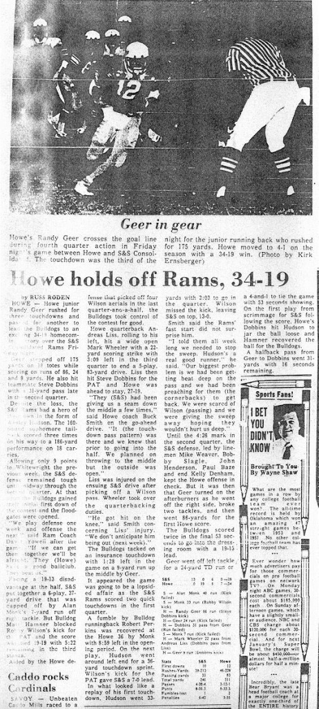 1983 - The first of 11-straight wins by Howe over S&S (Sherman Democrat)